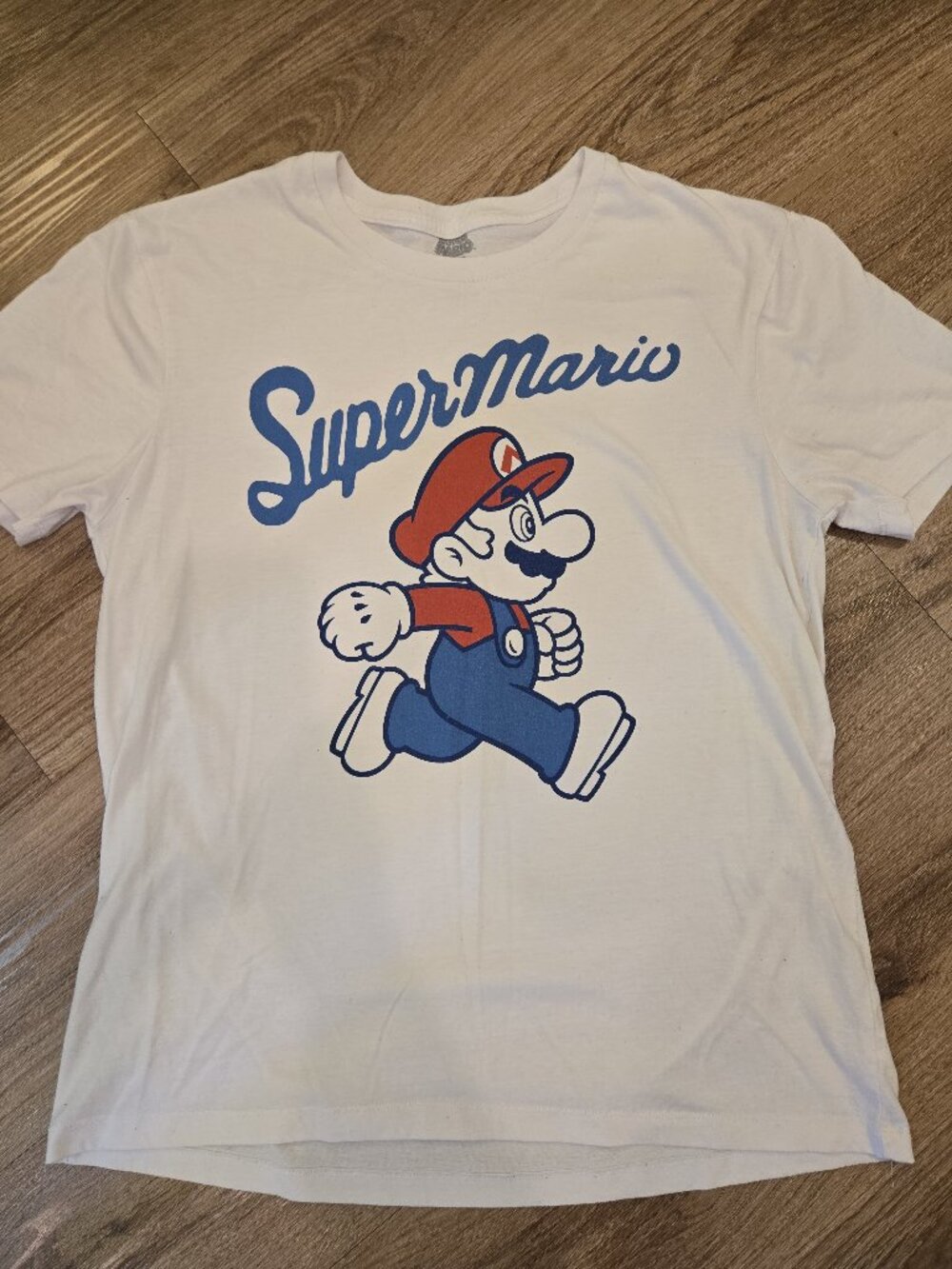 Super Mario Graphic Print Crew Neck White T-Shirt